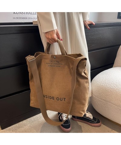 Canvas Tote Bag for Women Crossbody Shoulder Handbag for Work Coffee $12.99 Totes