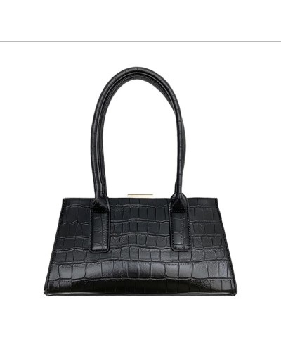 Niche handbag trendy clip bag crocodile pattern Fashion Women's shoulder bag Dark Brown $17.39 Handbags