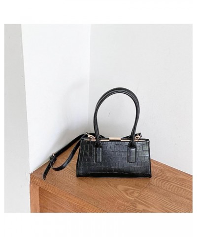 Niche handbag trendy clip bag crocodile pattern Fashion Women's shoulder bag Dark Brown $17.39 Handbags