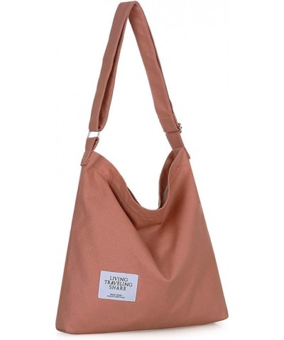 Women's Retro Large Size Canvas Shoulder Bag Hobo Crossbody Handbag Casual Tote Dark Chestnut $8.57 Totes