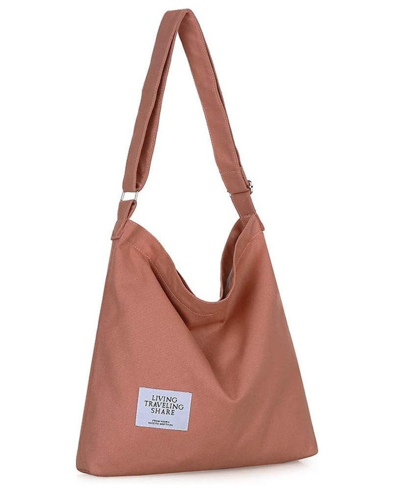 Women's Retro Large Size Canvas Shoulder Bag Hobo Crossbody Handbag Casual Tote Dark Chestnut $8.57 Totes