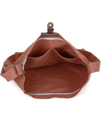 Women's Retro Large Size Canvas Shoulder Bag Hobo Crossbody Handbag Casual Tote Dark Chestnut $8.57 Totes