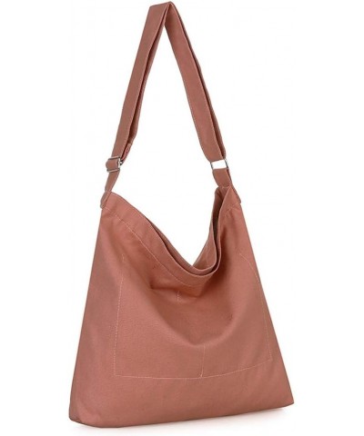 Women's Retro Large Size Canvas Shoulder Bag Hobo Crossbody Handbag Casual Tote Dark Chestnut $8.57 Totes