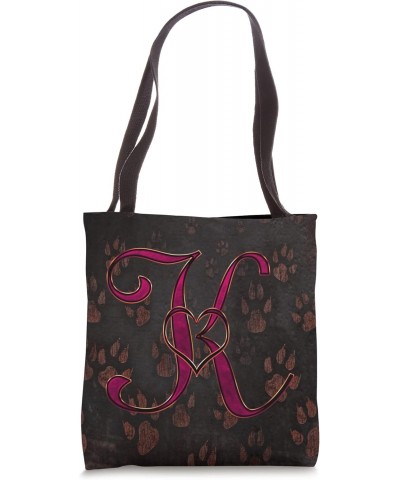 Paw Print Letter K Rose Pet Dog Cat Animal Heart Love Name Tote Bag $13.11 Totes