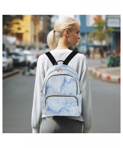 Fashion Backpack Mini Backpack Purse Casual Daily Backpack Pastel Blue Marble Natural for Travel for College Work Medium $16....