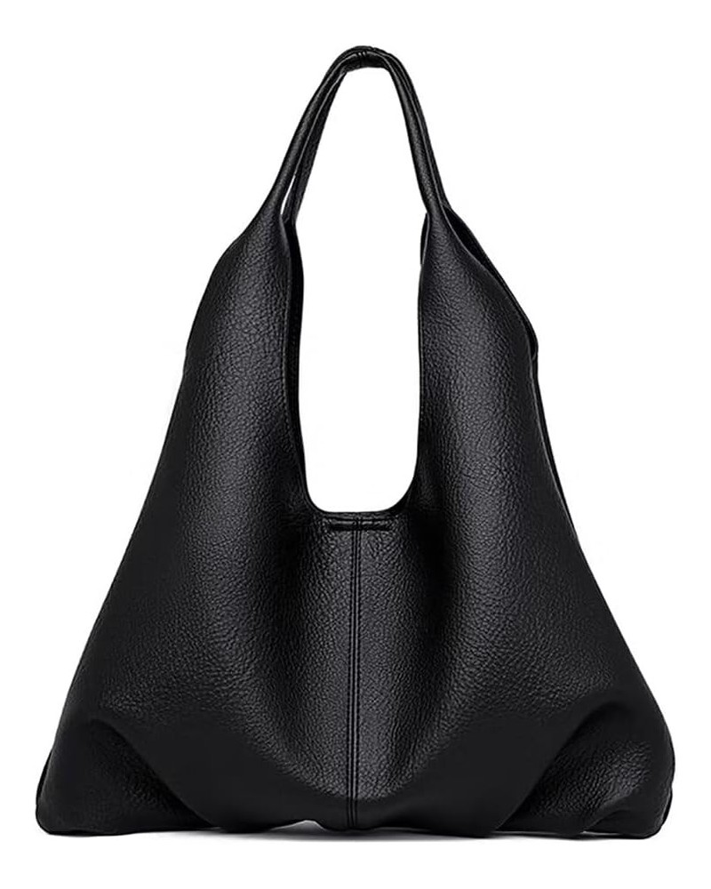 Soft Leather Shoulder Bag for Girls Large Capacity Satchel Designer Hobo Bag Handbag Casual Top Handle Bag for Work Black $31...