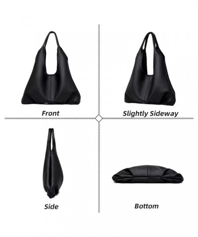 Soft Leather Shoulder Bag for Girls Large Capacity Satchel Designer Hobo Bag Handbag Casual Top Handle Bag for Work Black $31...