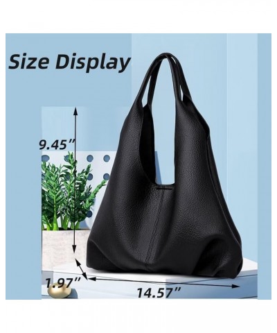 Soft Leather Shoulder Bag for Girls Large Capacity Satchel Designer Hobo Bag Handbag Casual Top Handle Bag for Work Black $31...