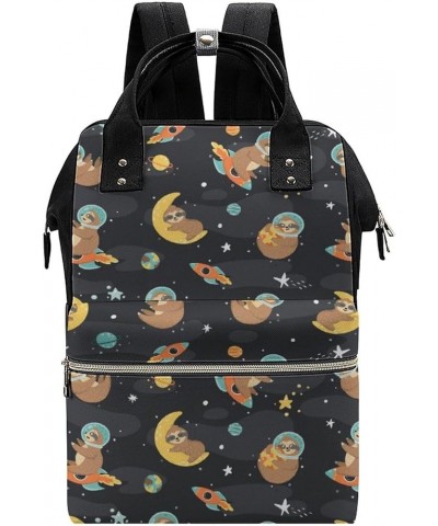 Space Pattern with Funny Sloth Backpack Work Business, Travel Rucksack Daypack for Adults Women, Handbag,Black Space Pattern ...