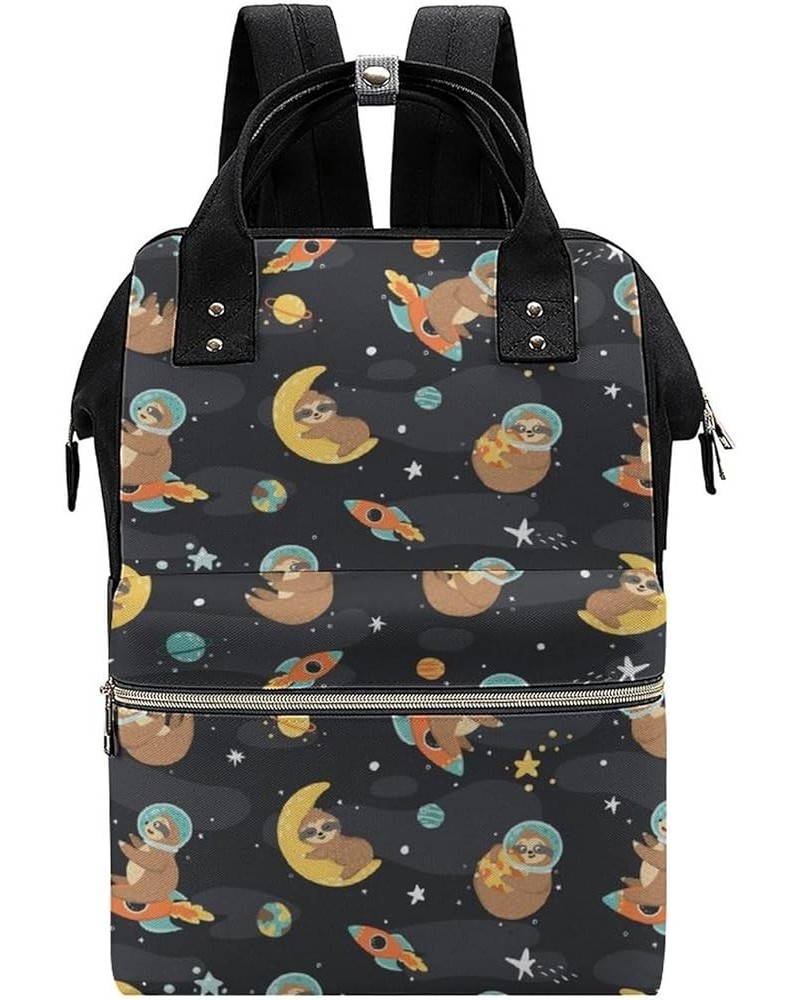 Space Pattern with Funny Sloth Backpack Work Business, Travel Rucksack Daypack for Adults Women, Handbag,Black Space Pattern ...