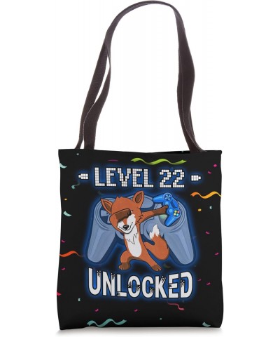 Level 22 Unlocked - Funny Dabbing Fox Gamer 22nd Birthday Tote Bag $11.98 Totes