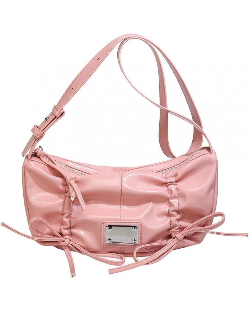 Bow Purse Y2K Aesthetic Crossbody Bag Trendy Shoulder Bag Purse for Women Fashion PU Leather Hobo Bag Pink $10.08 Shoulder Bags