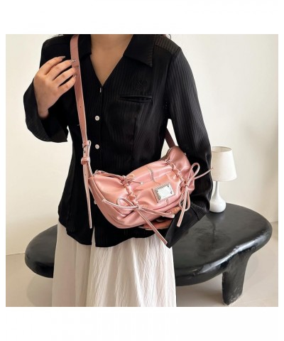 Bow Purse Y2K Aesthetic Crossbody Bag Trendy Shoulder Bag Purse for Women Fashion PU Leather Hobo Bag Pink $10.08 Shoulder Bags