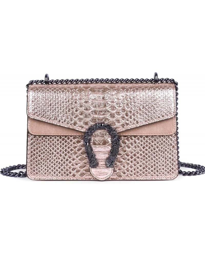 Crossbody Chain Purses for Women - Crocodile Snake Pattern Leather Shoulder Handbags Evening Clutch Satchel Bags Champagne $1...