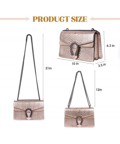 Crossbody Chain Purses for Women - Crocodile Snake Pattern Leather Shoulder Handbags Evening Clutch Satchel Bags Champagne $1...