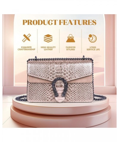 Crossbody Chain Purses for Women - Crocodile Snake Pattern Leather Shoulder Handbags Evening Clutch Satchel Bags Champagne $1...