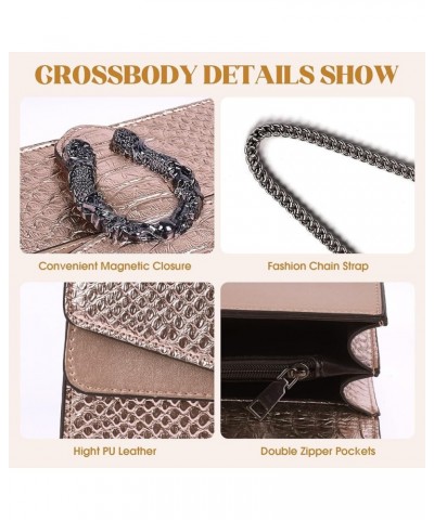 Crossbody Chain Purses for Women - Crocodile Snake Pattern Leather Shoulder Handbags Evening Clutch Satchel Bags Champagne $1...