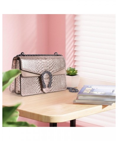 Crossbody Chain Purses for Women - Crocodile Snake Pattern Leather Shoulder Handbags Evening Clutch Satchel Bags Champagne $1...