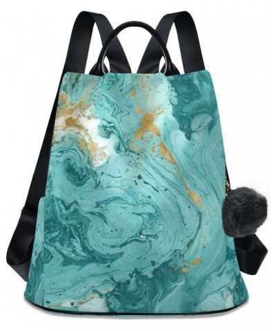 Turquoise Wave Marble Women Backpack Purse Anti-theft Lightweight Shoulder Bag $16.80 Backpacks