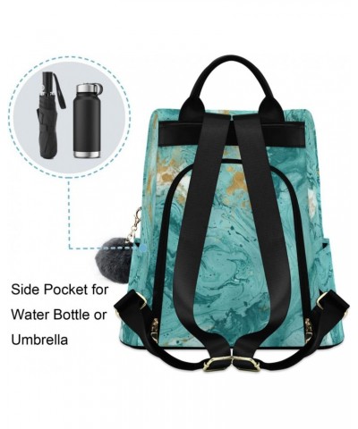 Turquoise Wave Marble Women Backpack Purse Anti-theft Lightweight Shoulder Bag $16.80 Backpacks