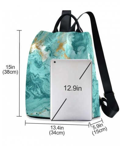 Turquoise Wave Marble Women Backpack Purse Anti-theft Lightweight Shoulder Bag $16.80 Backpacks