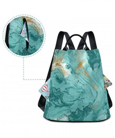 Turquoise Wave Marble Women Backpack Purse Anti-theft Lightweight Shoulder Bag $16.80 Backpacks