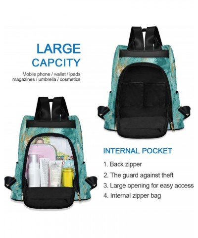 Turquoise Wave Marble Women Backpack Purse Anti-theft Lightweight Shoulder Bag $16.80 Backpacks