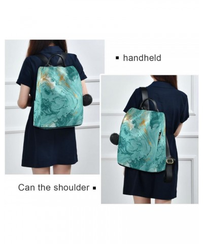 Turquoise Wave Marble Women Backpack Purse Anti-theft Lightweight Shoulder Bag $16.80 Backpacks