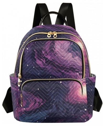 Abstract Purple Starry Sky Fashion Backpack Purse for Women, Casual Daypacks, Ladies Gift for Traveling Hiking Multicolor Sma...