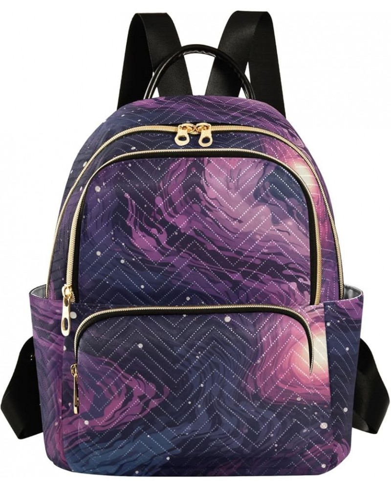 Abstract Purple Starry Sky Fashion Backpack Purse for Women, Casual Daypacks, Ladies Gift for Traveling Hiking Multicolor Sma...