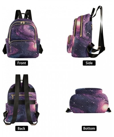 Abstract Purple Starry Sky Fashion Backpack Purse for Women, Casual Daypacks, Ladies Gift for Traveling Hiking Multicolor Sma...