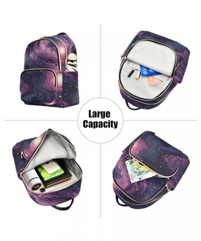 Abstract Purple Starry Sky Fashion Backpack Purse for Women, Casual Daypacks, Ladies Gift for Traveling Hiking Multicolor Sma...