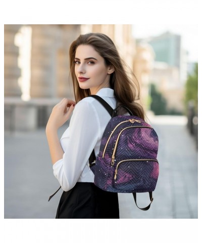 Abstract Purple Starry Sky Fashion Backpack Purse for Women, Casual Daypacks, Ladies Gift for Traveling Hiking Multicolor Sma...