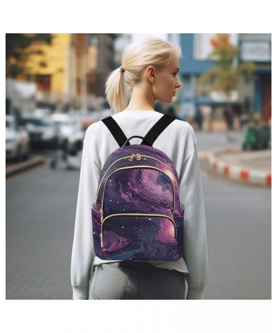 Abstract Purple Starry Sky Fashion Backpack Purse for Women, Casual Daypacks, Ladies Gift for Traveling Hiking Multicolor Sma...