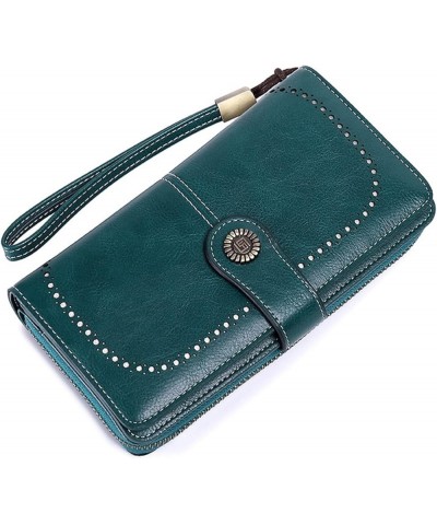 Women Wallet Leather Wallets for Woman Long Zipper Large Ladies Clutch Bag Female Purse Card Holder (Color : Blue-1) Brown-2 ...