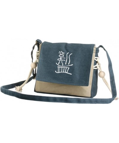 Canvas Shoulder Bag Across Body Bag for Women Crossbody Bags for Women Chinese Vintage Style Shoulder Navy $11.39 Shoulder Bags