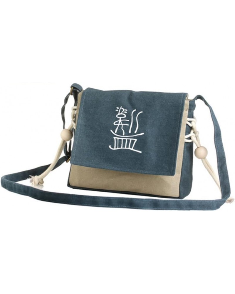 Canvas Shoulder Bag Across Body Bag for Women Crossbody Bags for Women Chinese Vintage Style Shoulder Navy $11.39 Shoulder Bags