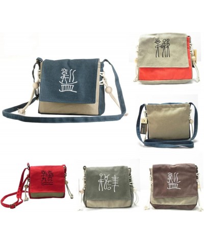 Canvas Shoulder Bag Across Body Bag for Women Crossbody Bags for Women Chinese Vintage Style Shoulder Navy $11.39 Shoulder Bags