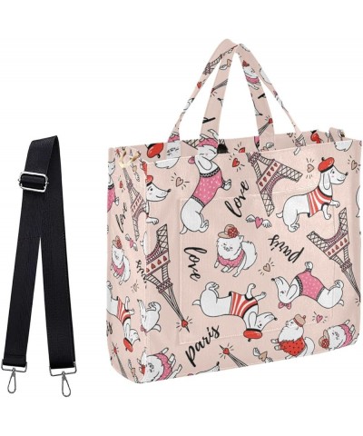 Sweet Dogs Eiffel Tower Paris Large Crossbody Tote Bag for Work Beach Gym Shopping Grocery Multi $14.84 Totes