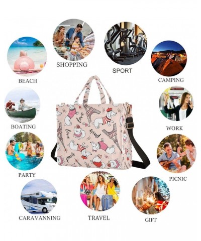 Sweet Dogs Eiffel Tower Paris Large Crossbody Tote Bag for Work Beach Gym Shopping Grocery Multi $14.84 Totes