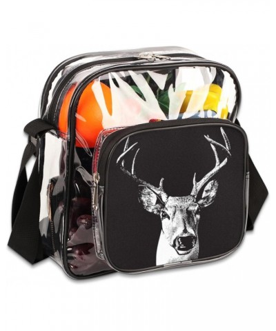 Clear Crossbody Bag Deer Head Stadiums Approved Clear Messenger Shoulder Bag with Adjustable Strap for Work, Travel, Concerts...