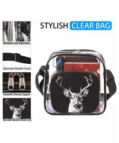 Clear Crossbody Bag Deer Head Stadiums Approved Clear Messenger Shoulder Bag with Adjustable Strap for Work, Travel, Concerts...