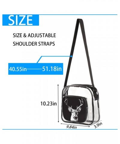 Clear Crossbody Bag Deer Head Stadiums Approved Clear Messenger Shoulder Bag with Adjustable Strap for Work, Travel, Concerts...