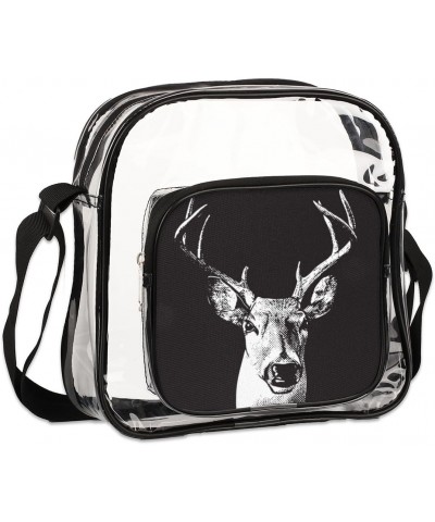 Clear Crossbody Bag Deer Head Stadiums Approved Clear Messenger Shoulder Bag with Adjustable Strap for Work, Travel, Concerts...