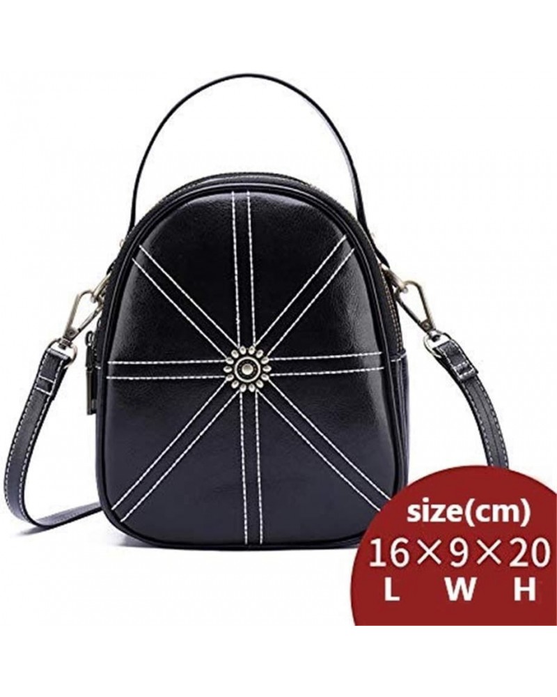 Women's Bag Fashion Leather Shoulder Bag Mini Leather Bag Ladies Leisure Retro Shoulder Bag Black $31.98 Shoulder Bags