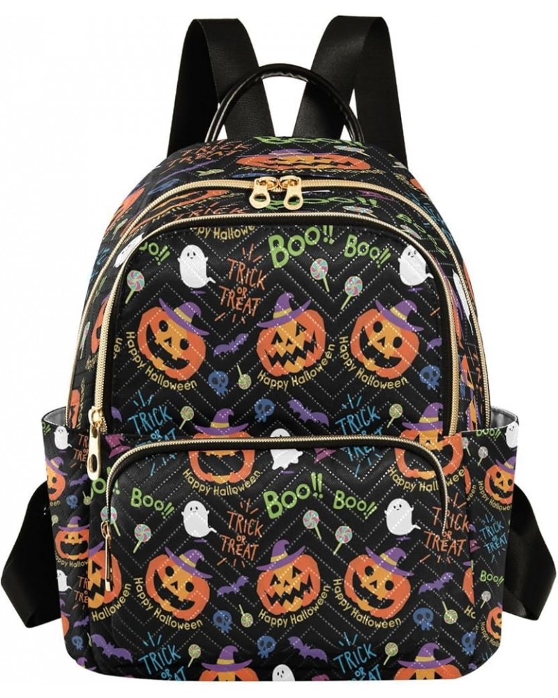 Fashion Backpack Mini Backpack Purse Casual Daily Backpack Halloween Pumpkin Ghost Candy for Travel for College Work Medium $...