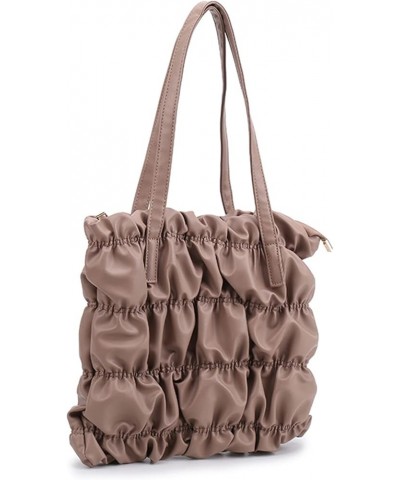 Women'S Vintage Tote Bags Pleated Inflatable Work Shoulder Bags Tan $17.11 Totes