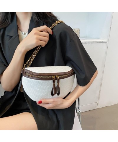 Women Shoulder Bags, Fashion Women Chest Bags Leather Crossbody Shoulder Bag Metal Chain Shoulder Purse Female Satchels Beige...