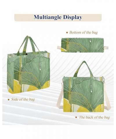 Vintage Leaf Golden Shoulder Handbag for Women Shopping Tote Bag Tote Bags Aesthetic Large Crossbody Tropical Ginkgo Biloba L...