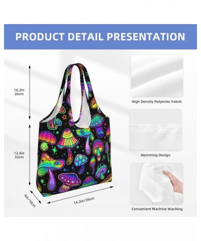 Bright Rainbow Halloween Star Single Shoulder Commuter Canvas Tote Bags For Women And Men Bright Psychedelic Mushrooms $12.97...